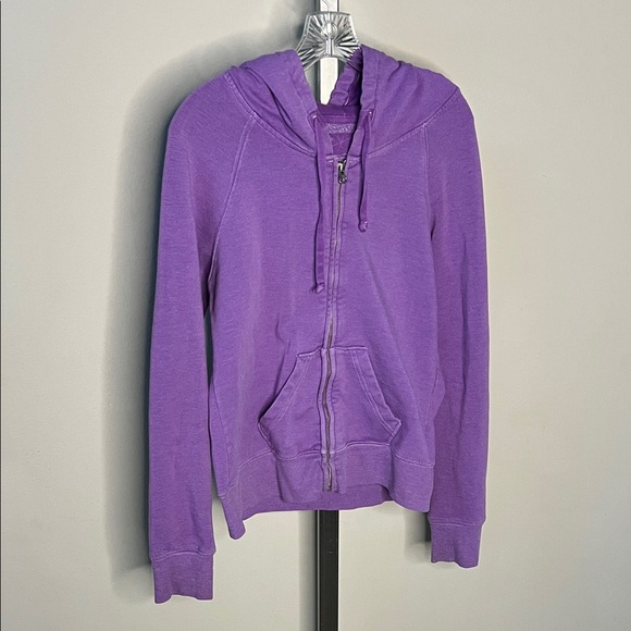 Anthropologie 291 Purple Zip-Up Hoodie Sweatshirt fleece Jacket Medium 03 - Picture 2 of 4